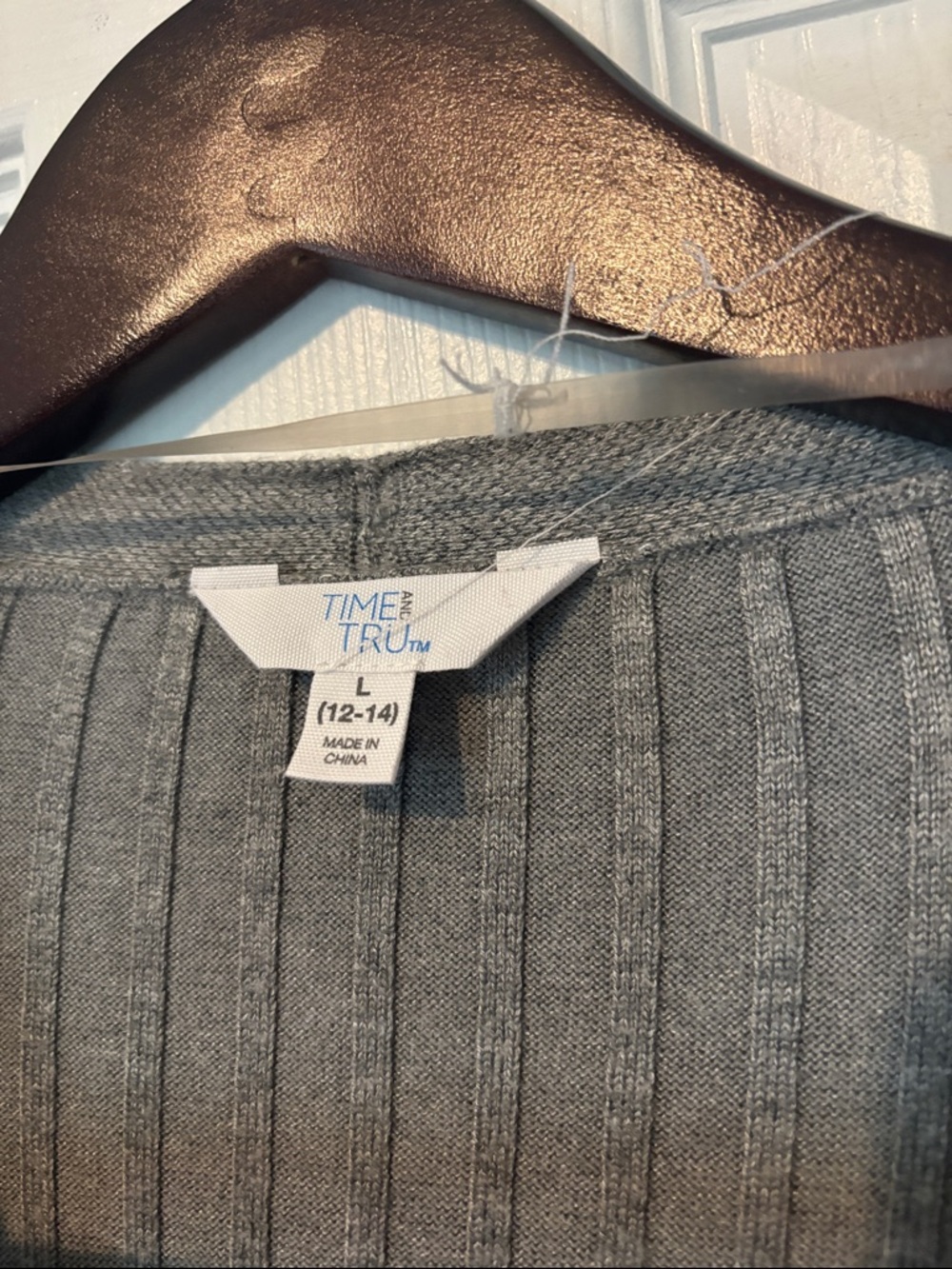 Long Ribbed Gray Button-Front Cardigan Sweater - Picture 4 of 6